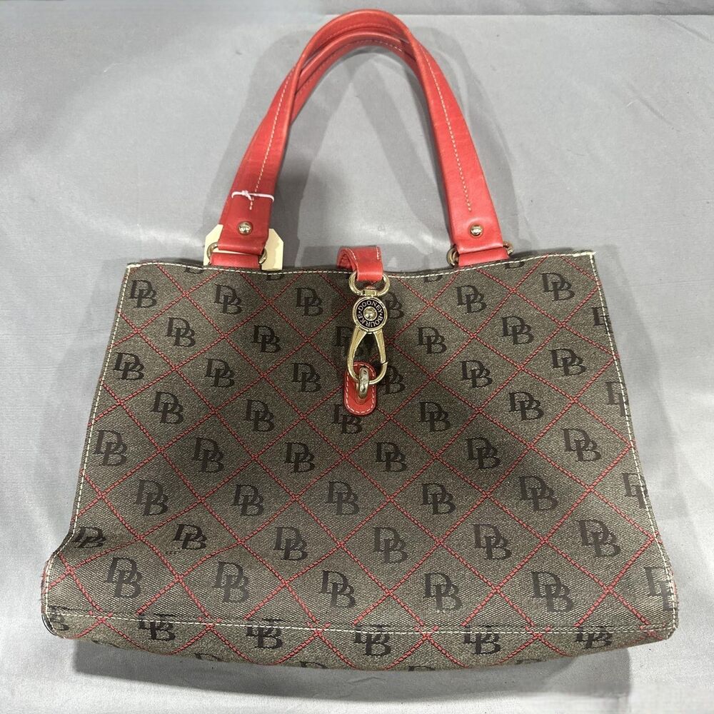 Dooney & Bourke Signature DB Monogram Diamond Quilt Logo Lock Tote Shoulder Bag